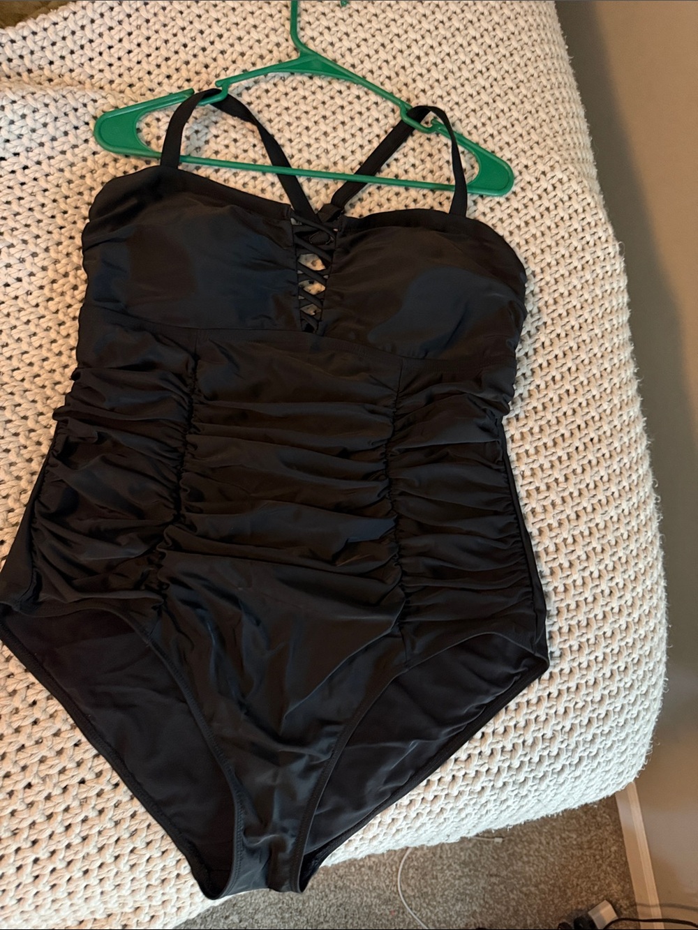 torrid Classic Black One-Piece Swim Suit with Lace-Up Front